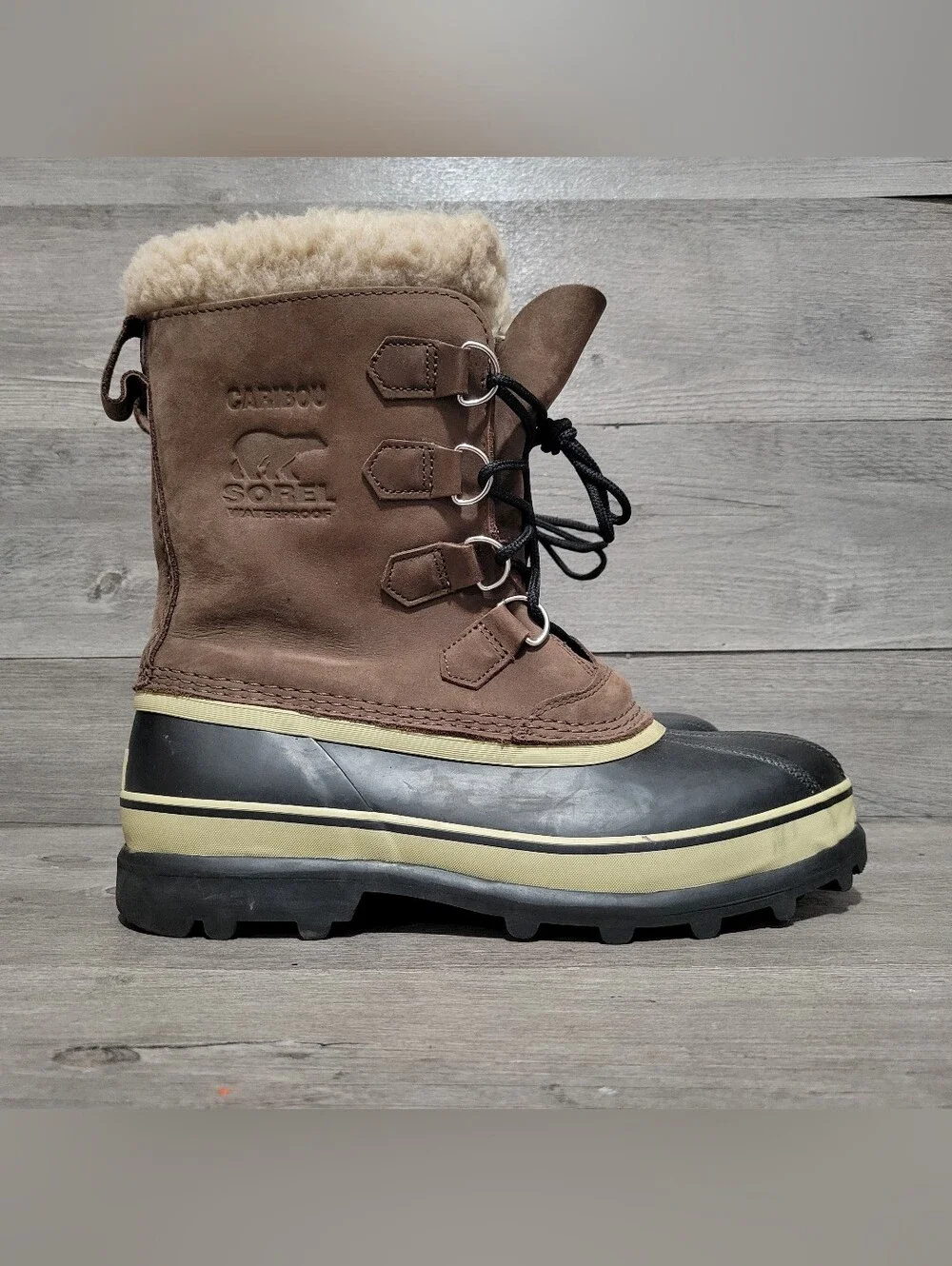 SOREL Caribou Men's Size 9.5 Brown Winter Boots Waterproof Leather
